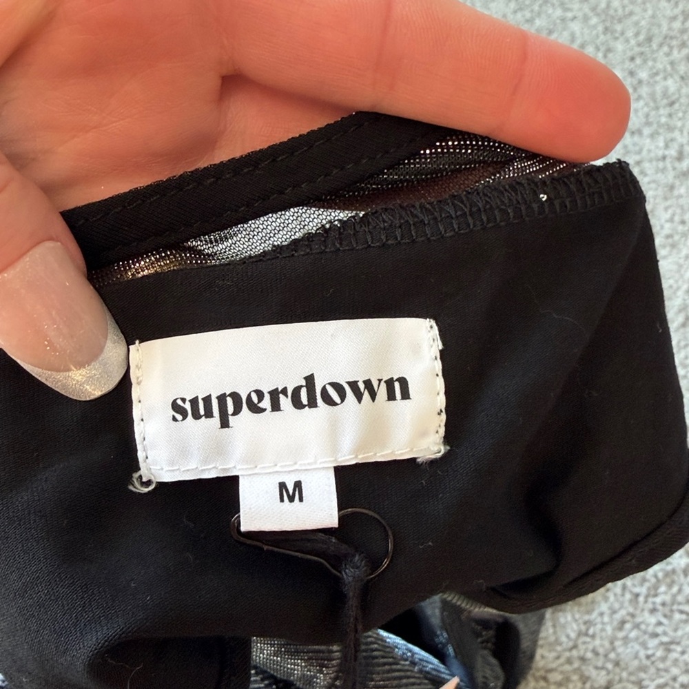 Revolve Superdown black iridescent mesh bodysuit … - image 2